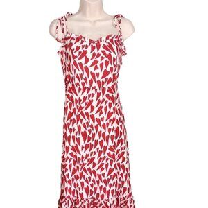 Sunday Up Heart Print Smocked Midi Sundress with Shoulder Ties Large